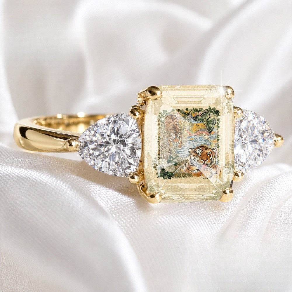 Tiger & Butterfly Square Ring
