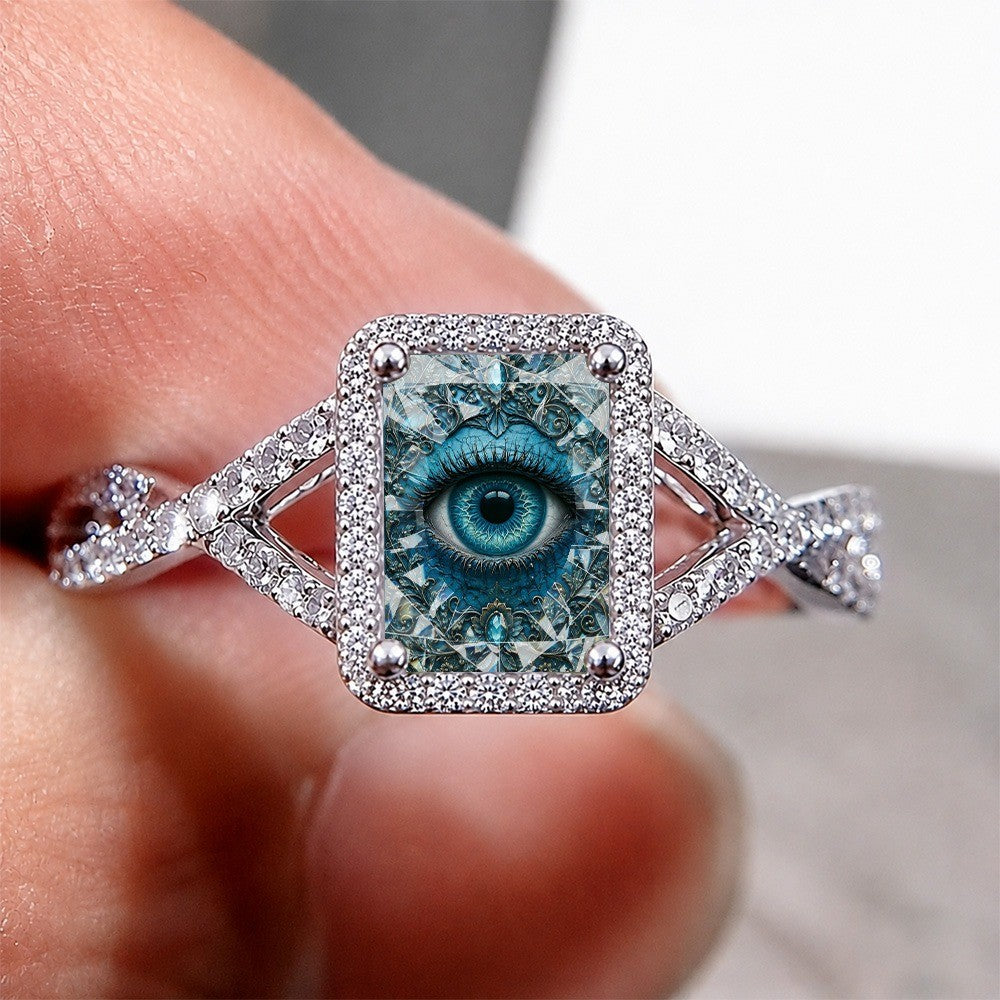 Blue Eye Glass Square Ring