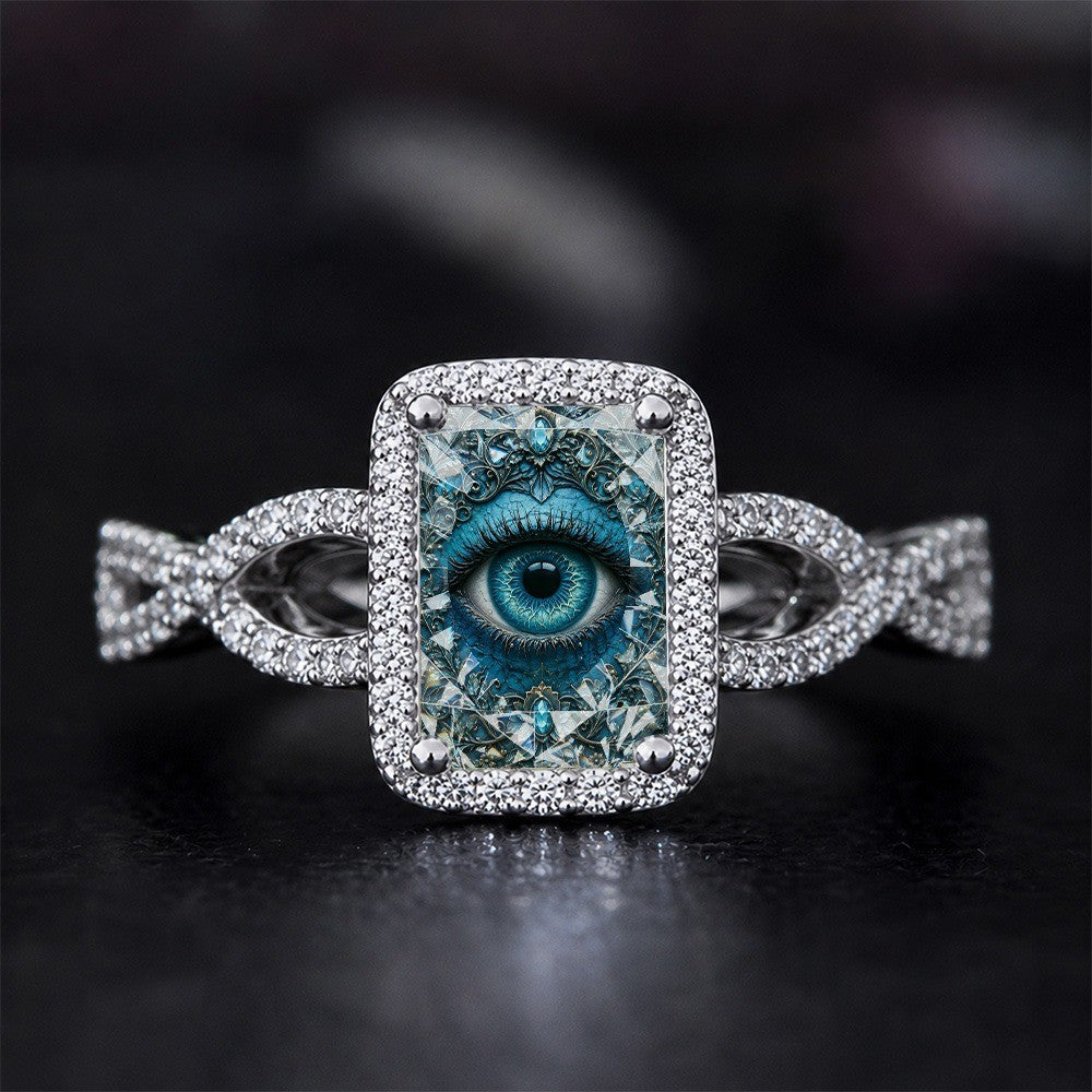 Blue Eye Glass Square Ring