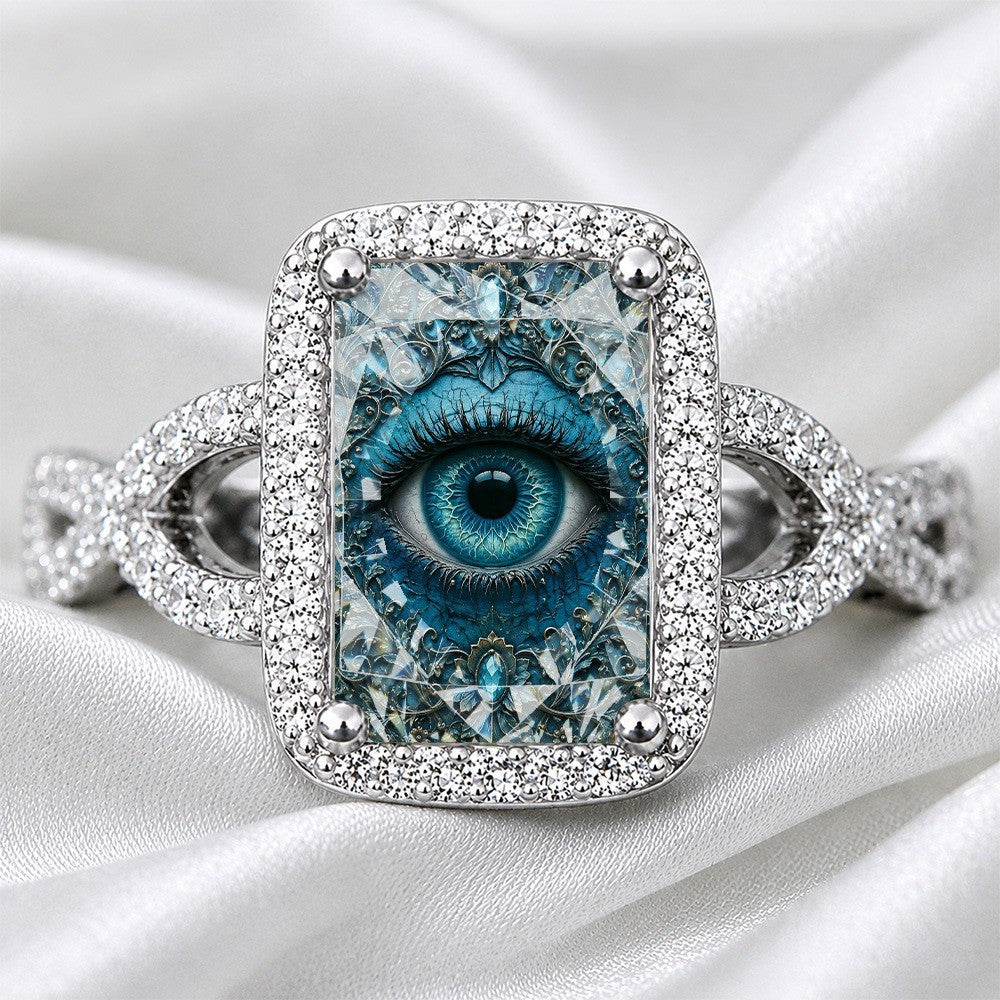 Blue Eye Glass Square Ring