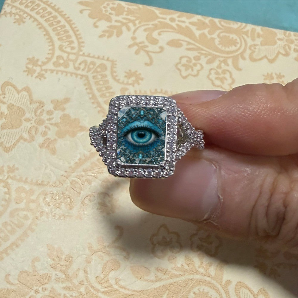 Blue Eye Glass Square Ring