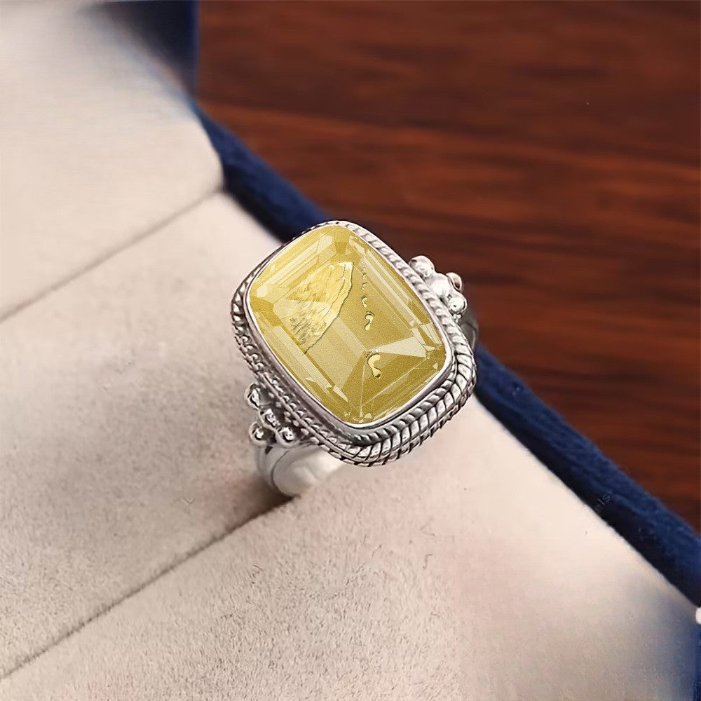 Yellow Square Footprint Ring