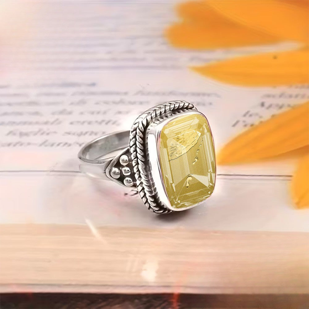 Yellow Square Footprint Ring