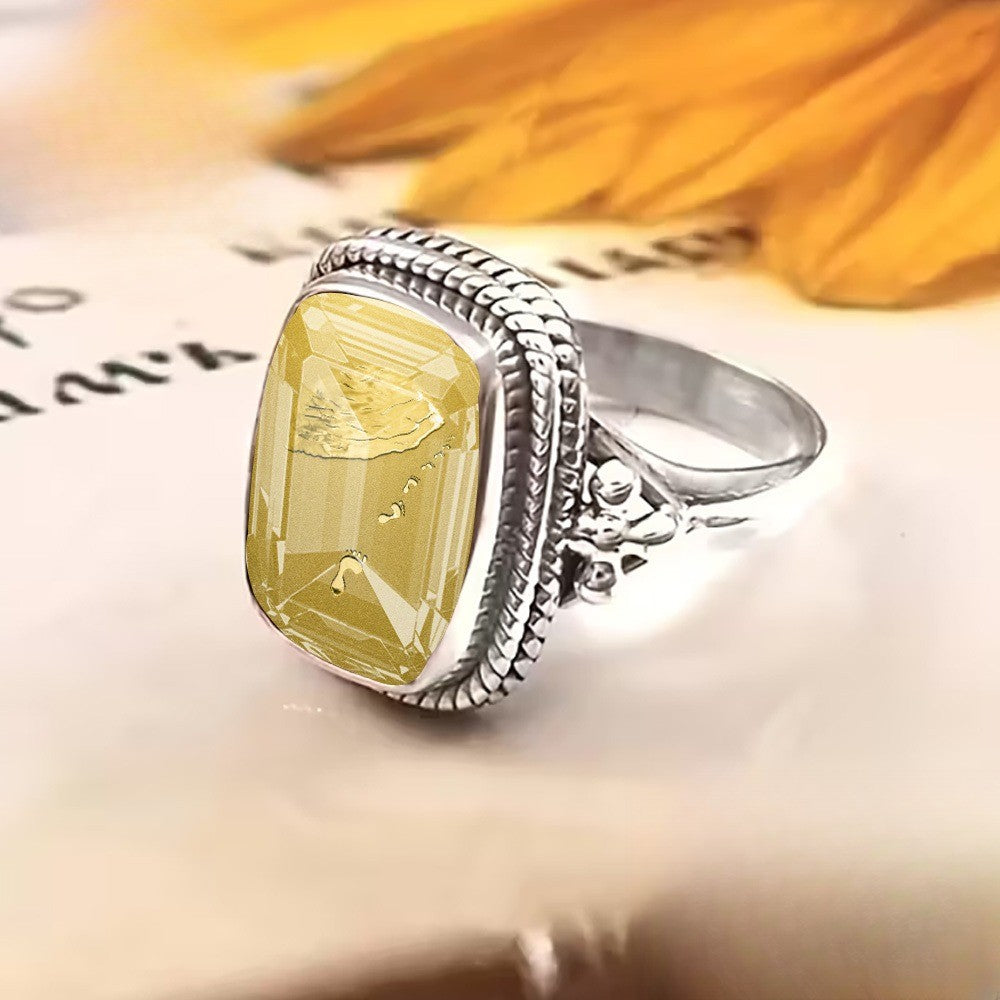 Yellow Square Footprint Ring