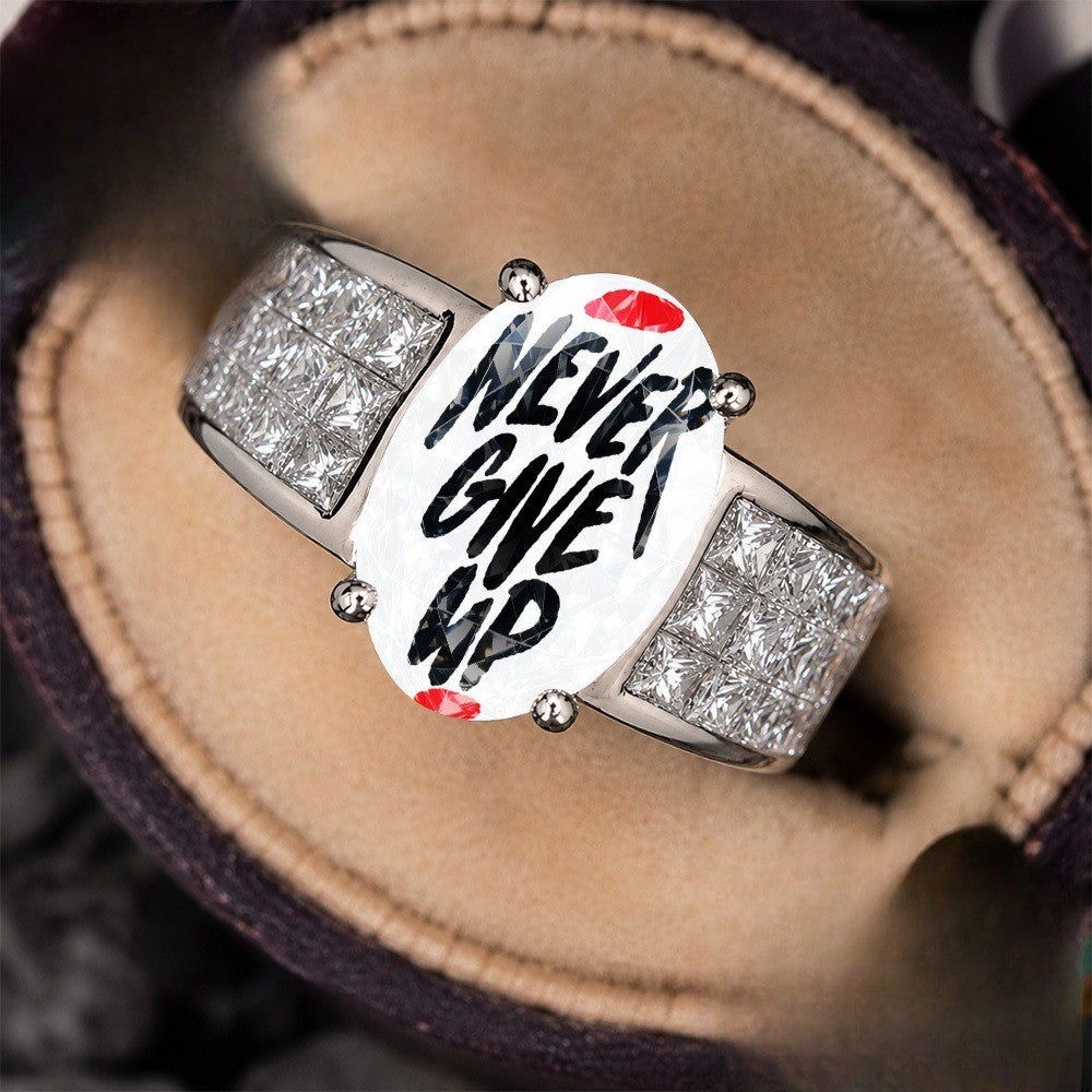 Never Give Up Statement Ring