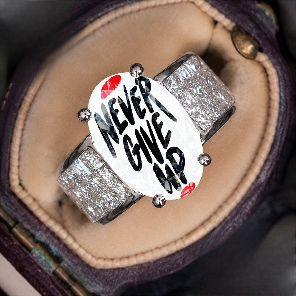 Never Give Up Statement Ring