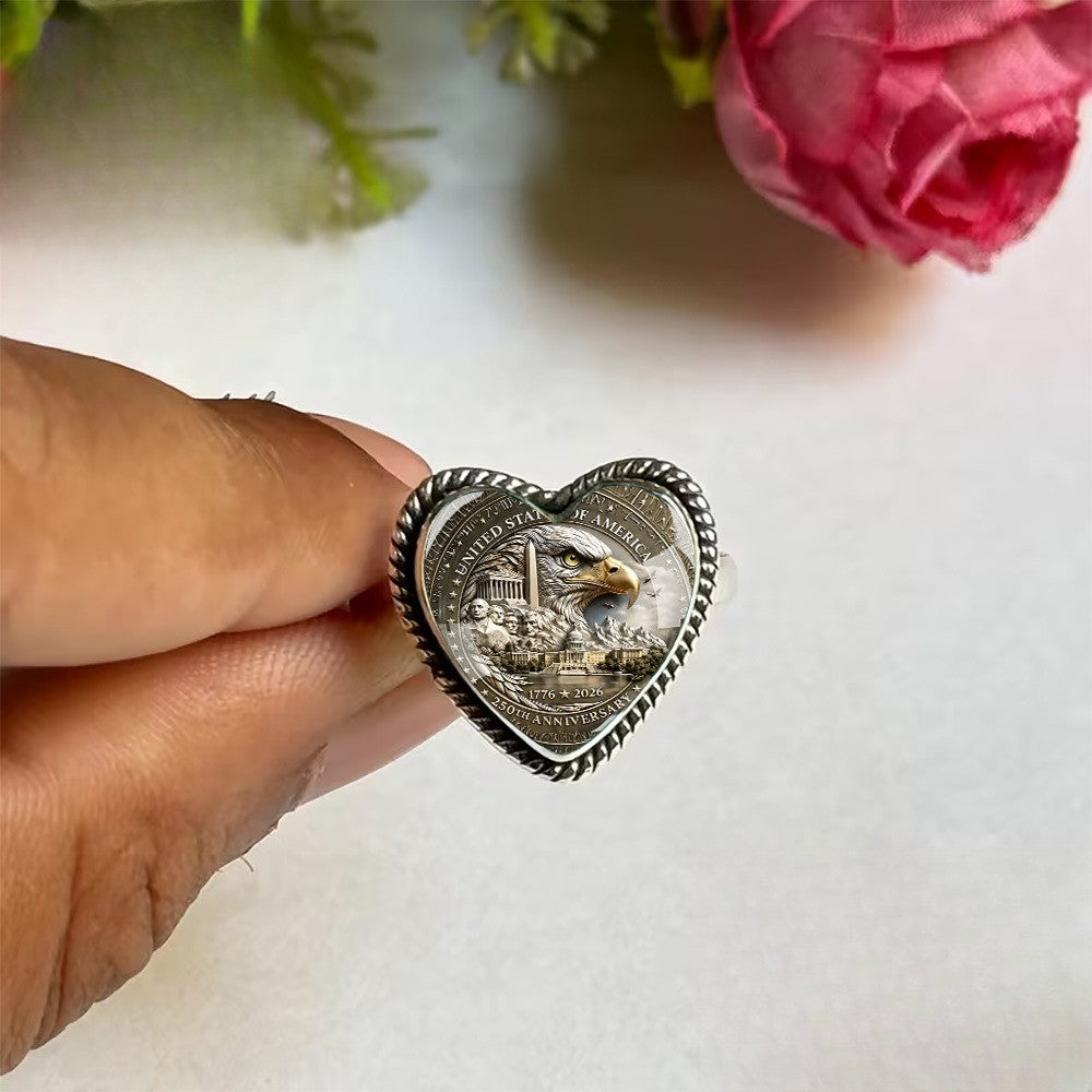 Eagle Commemorative Heart Ring