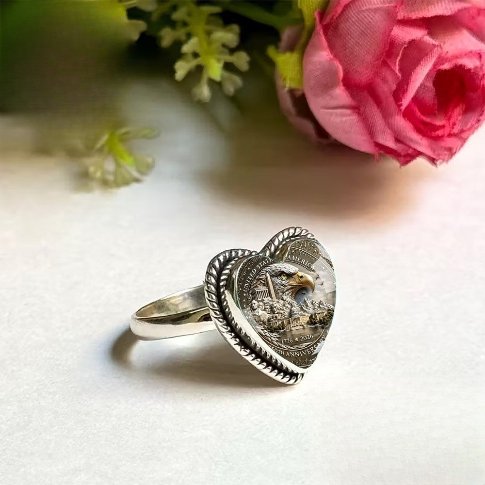 Eagle Commemorative Heart Ring