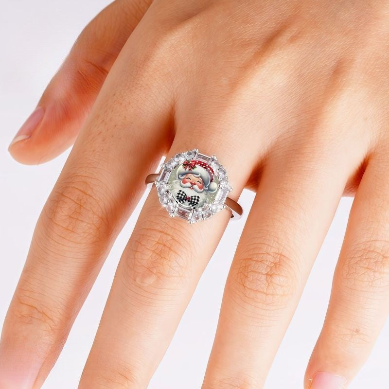 Santa Claus Glass Dome Ring