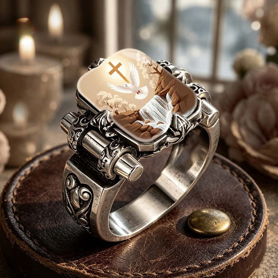 Dove & Waterfall Square Ring