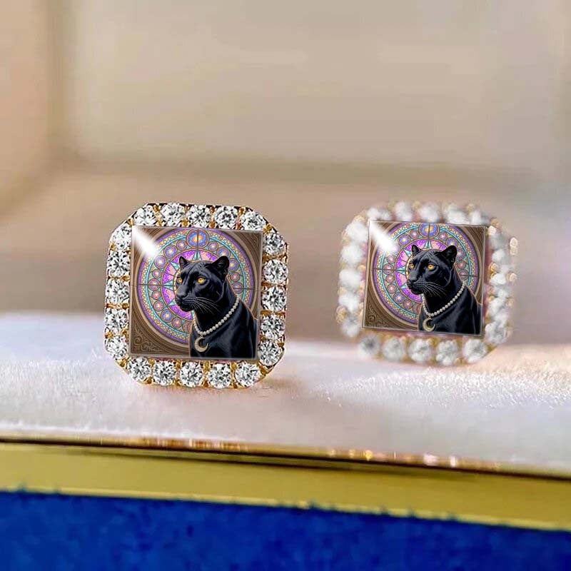 Black Panther Square Stud Earrings