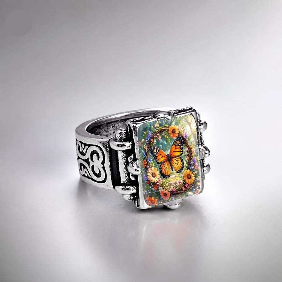 Butterfly Floral Wreath Ring