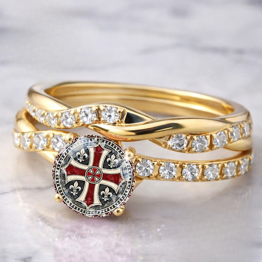Twisted Cross & Fleur-de-Lis Ring