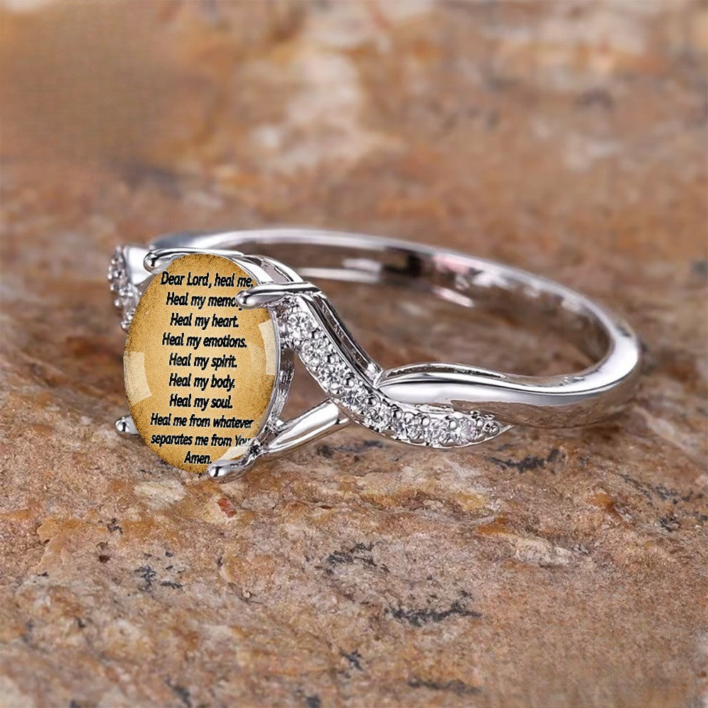 Prayer Script Oval Ring