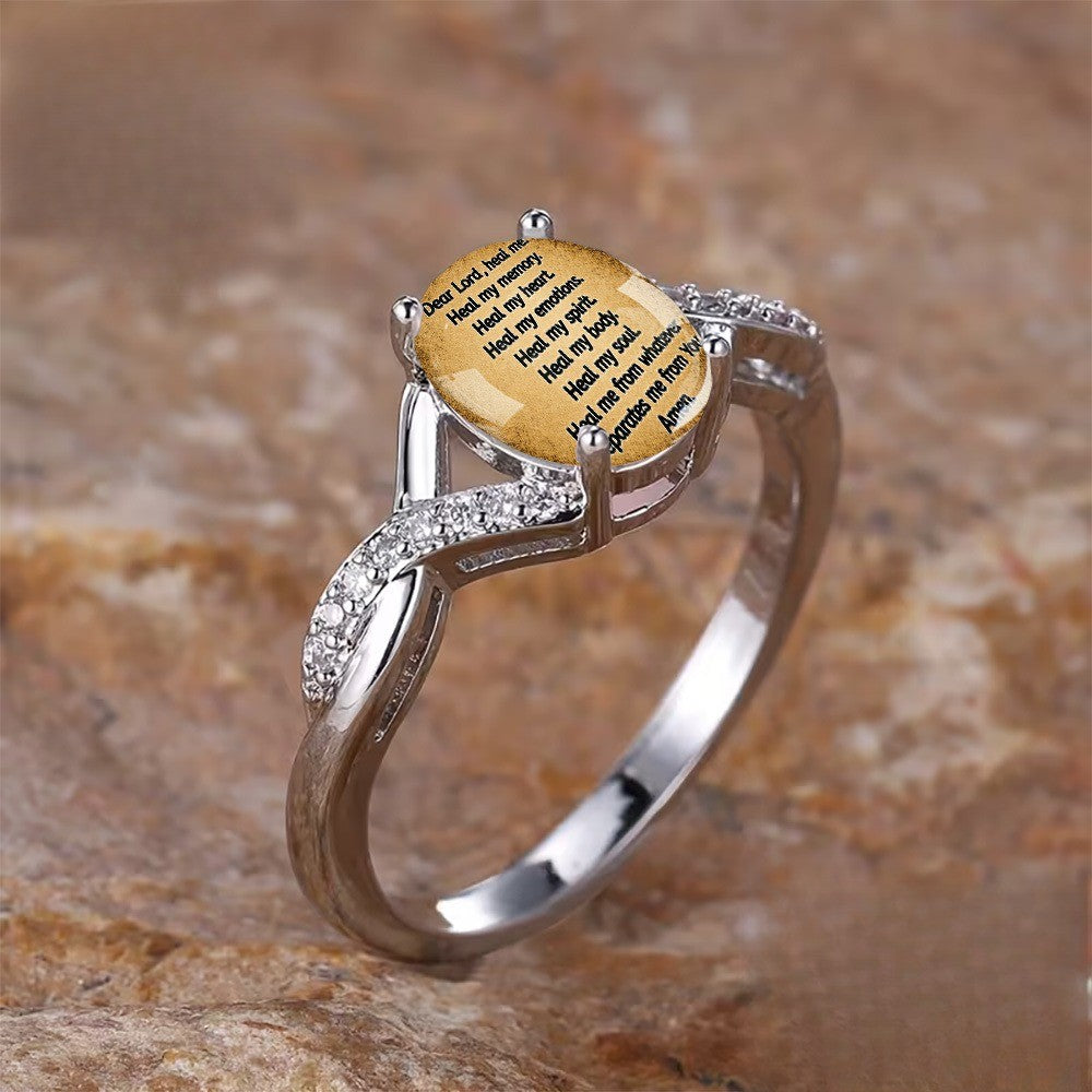 Prayer Script Oval Ring