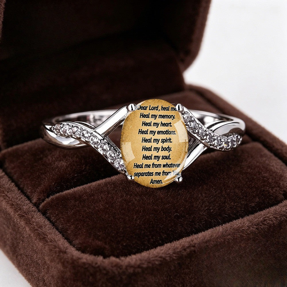 Prayer Script Oval Ring