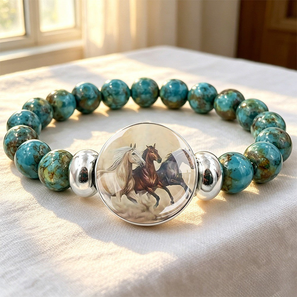 Galloping Horses Turquoise Bracelet