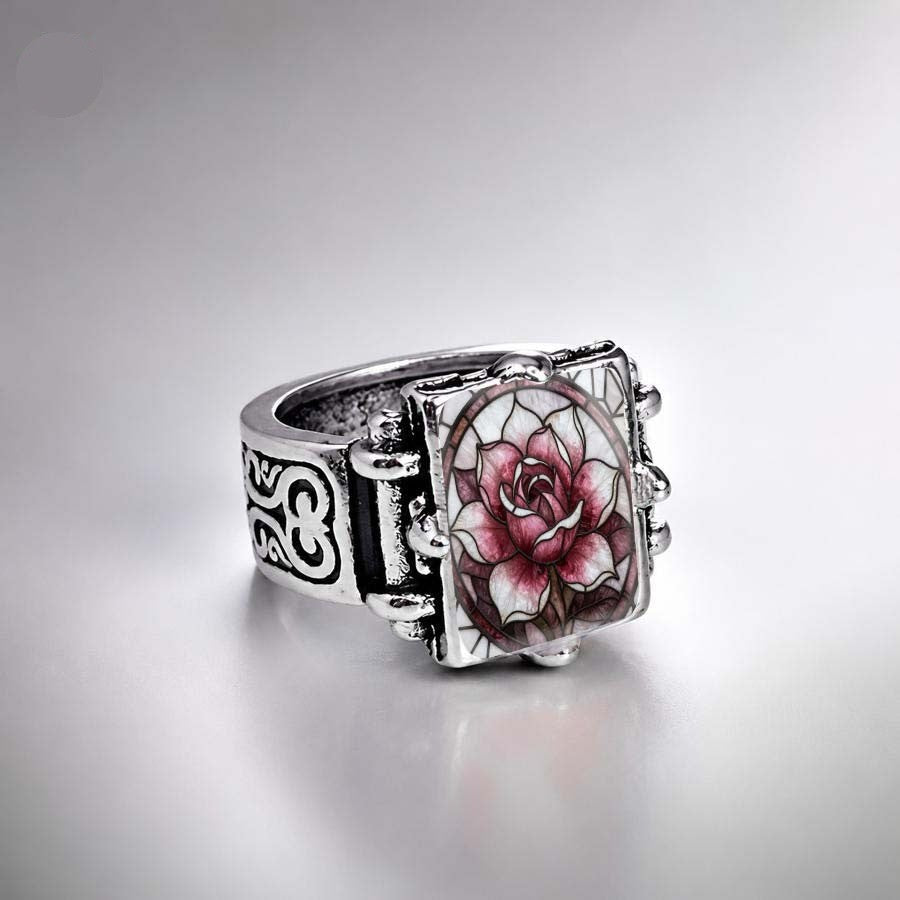 Burgundy Rose Scroll Ring