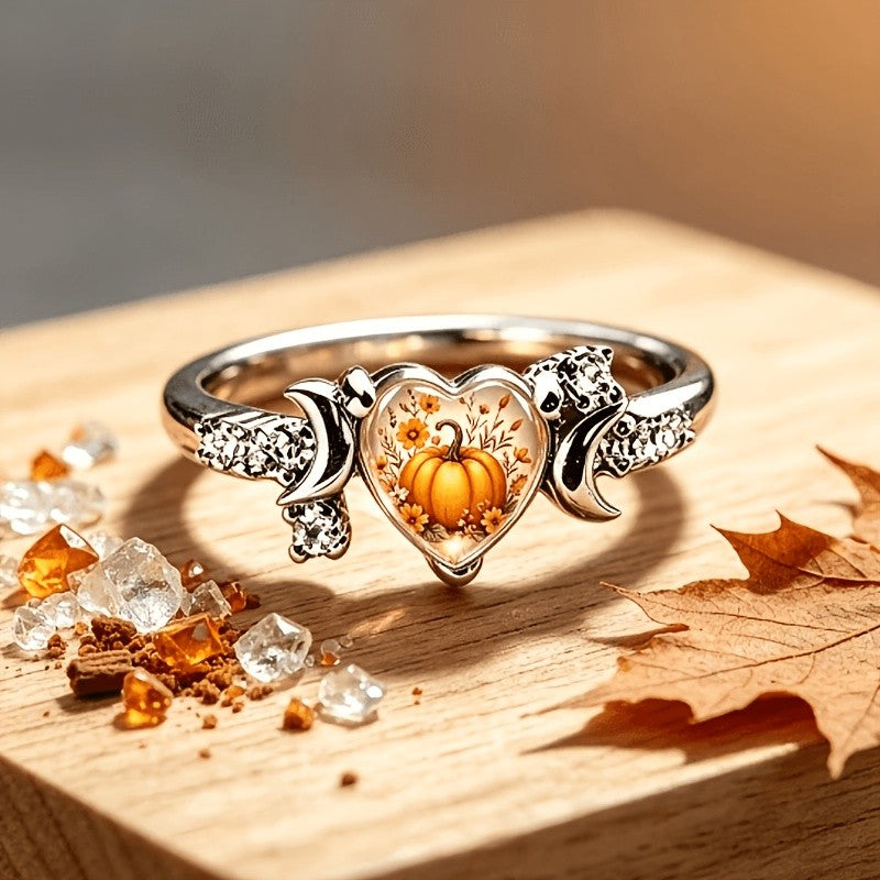 Autumn Pumpkin Heart Ring