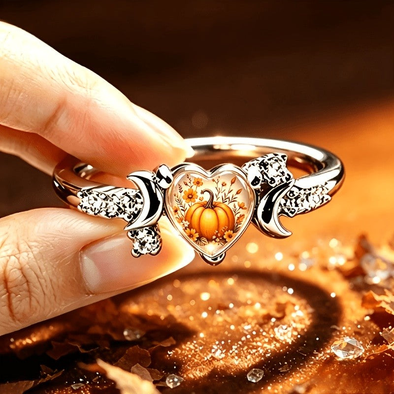 Autumn Pumpkin Heart Ring