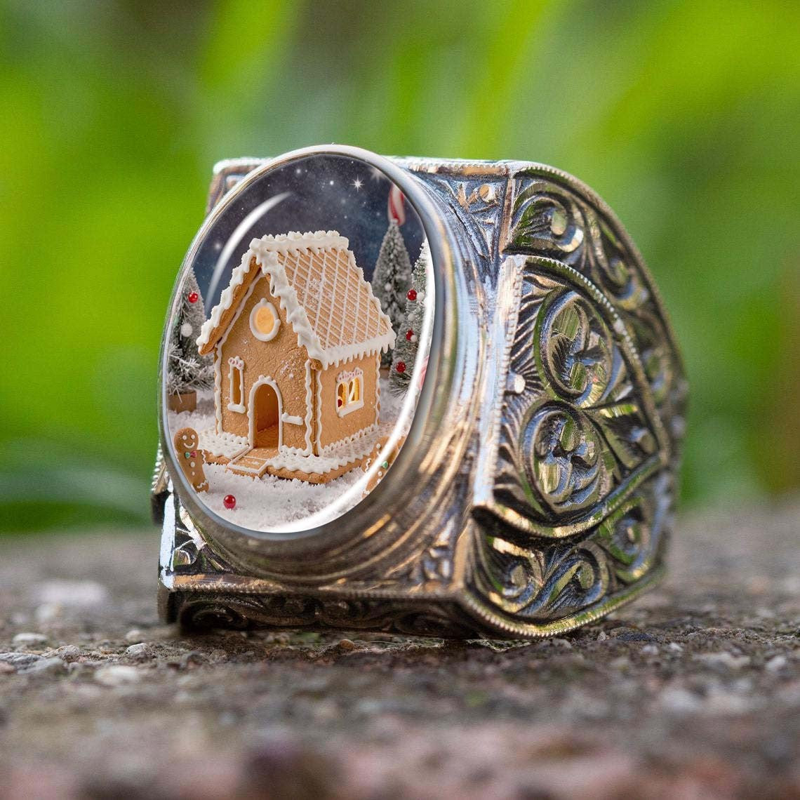 Gingerbread House Dome Ring