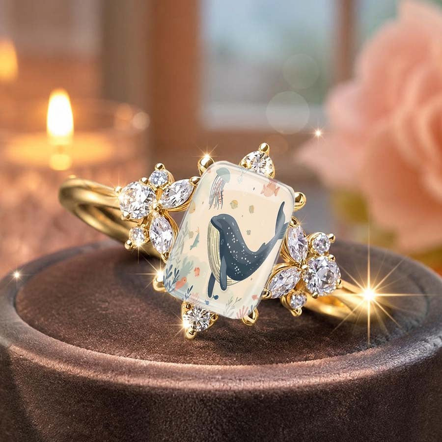 Whale Ocean Scene Ring
