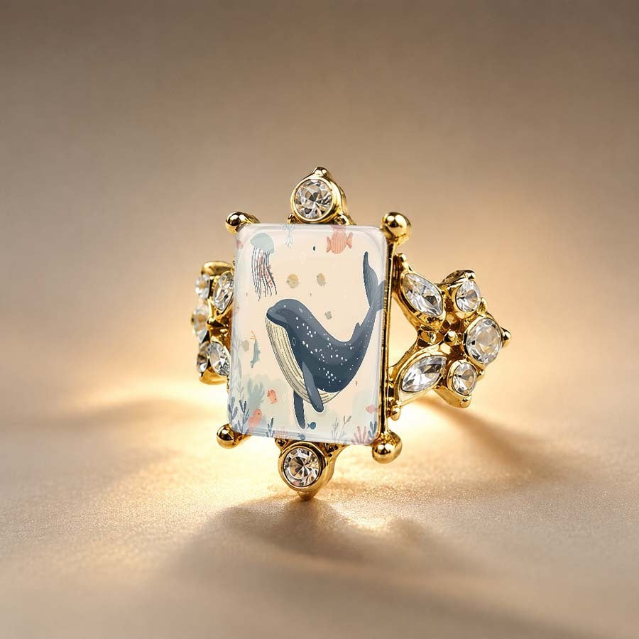 Whale Ocean Scene Ring