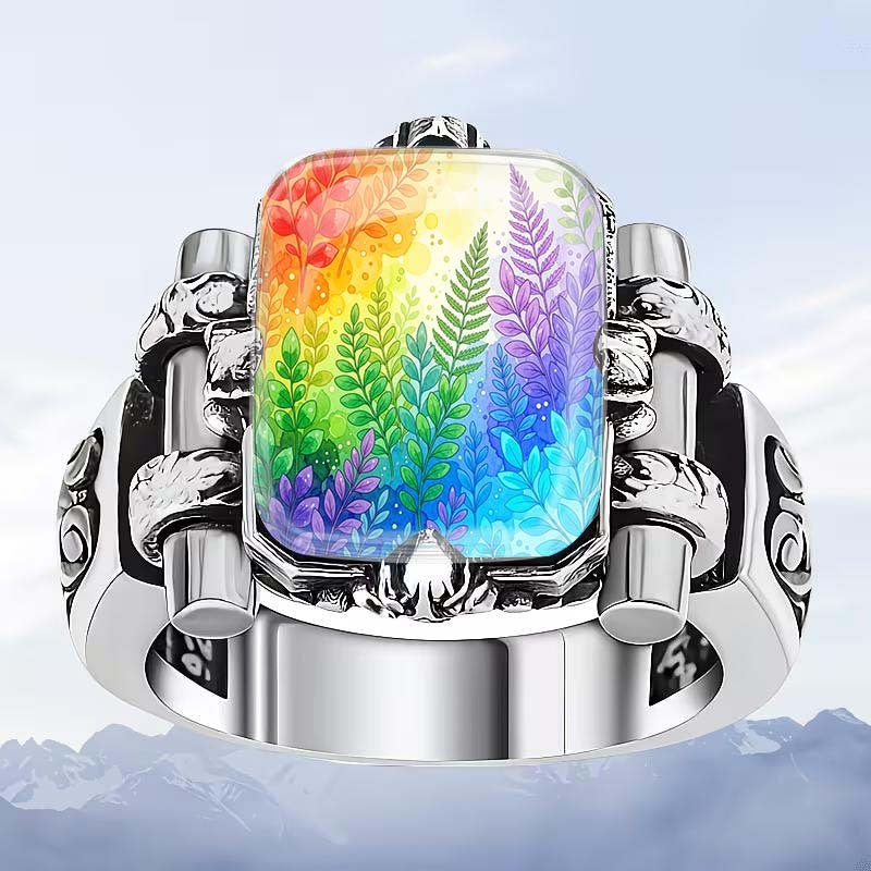 Colorful Botanical Glass Ring