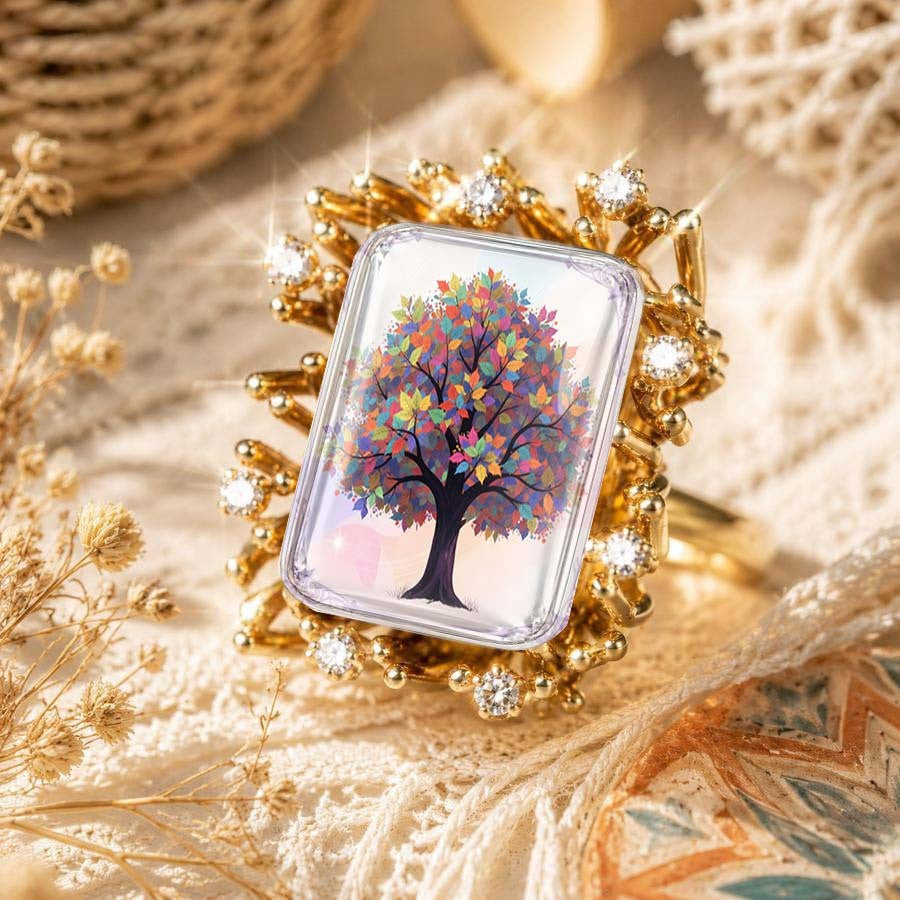 Colorful Tree Glass Ring