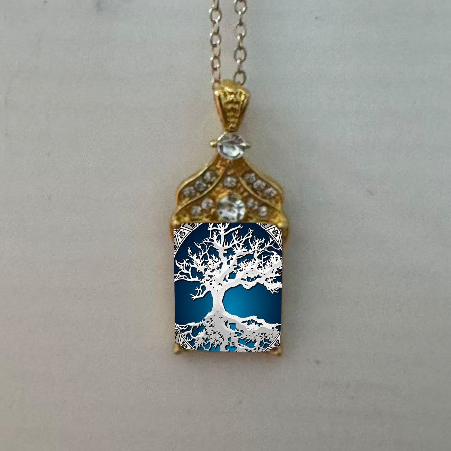 Tree of Life Glass Pendant Necklace