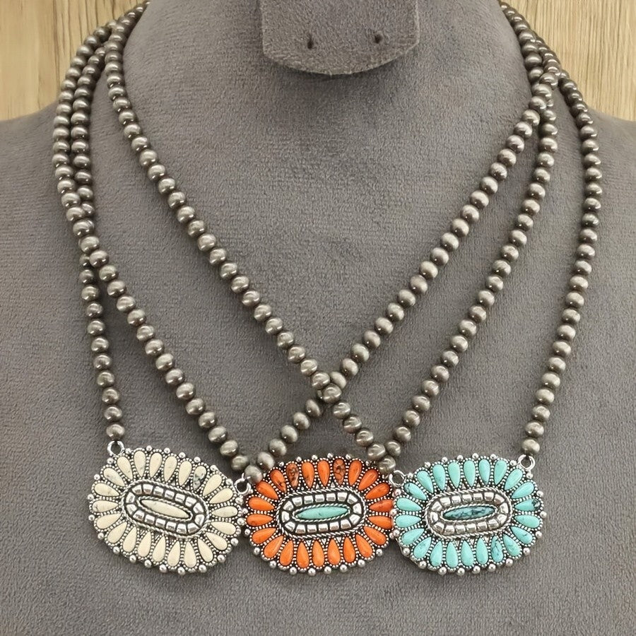 Turquoise Oval Statement Necklace