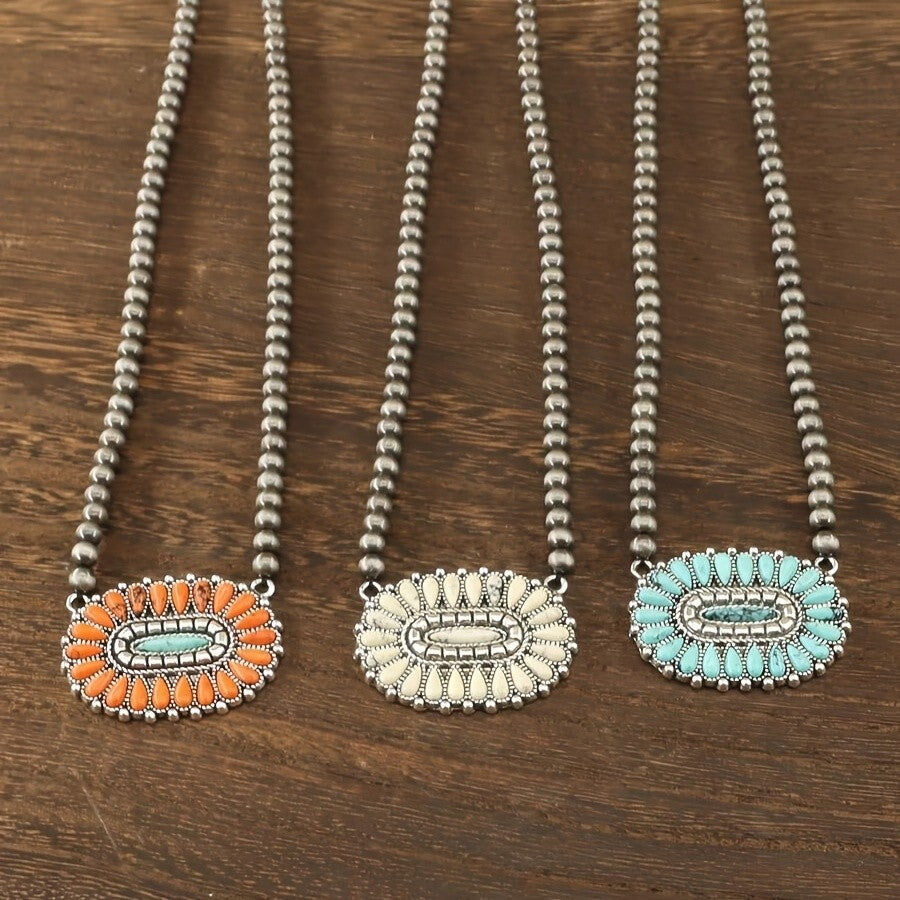 Turquoise Oval Statement Necklace