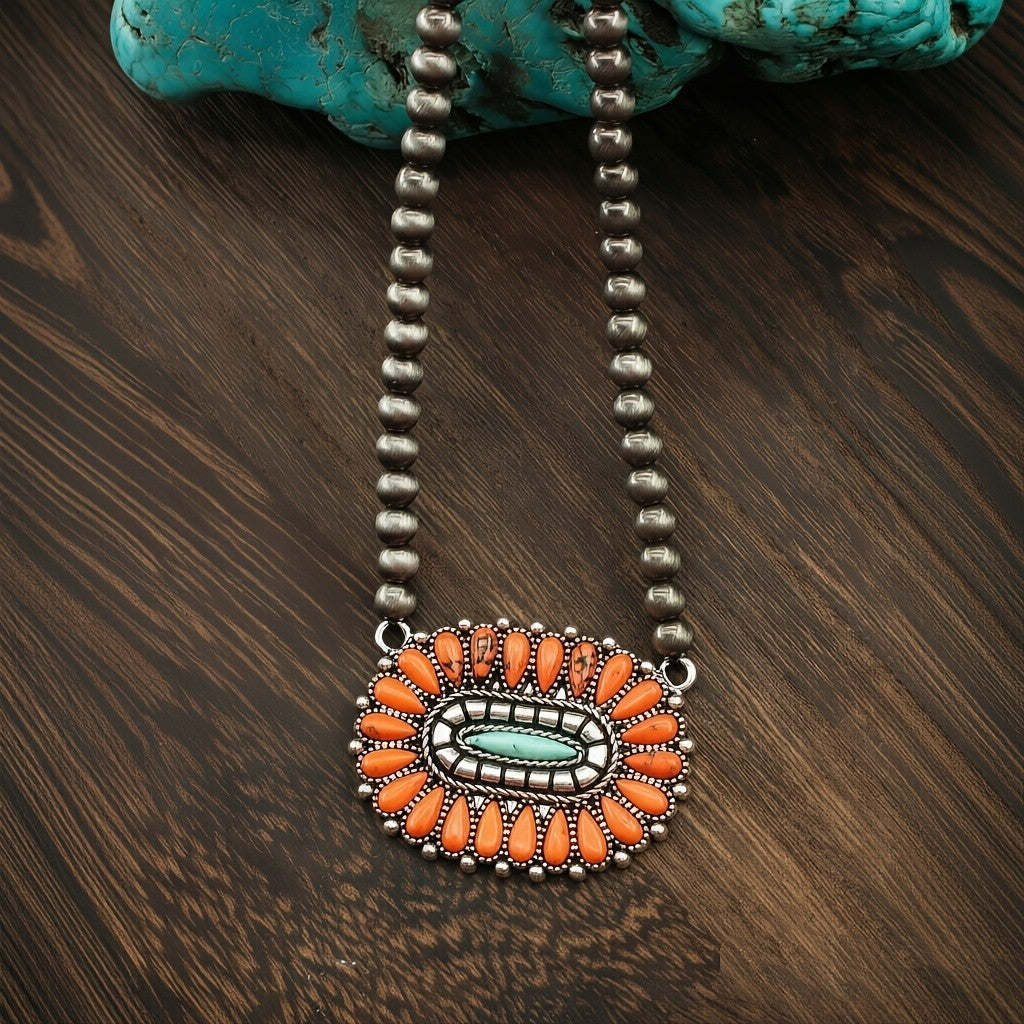 Turquoise Oval Statement Necklace