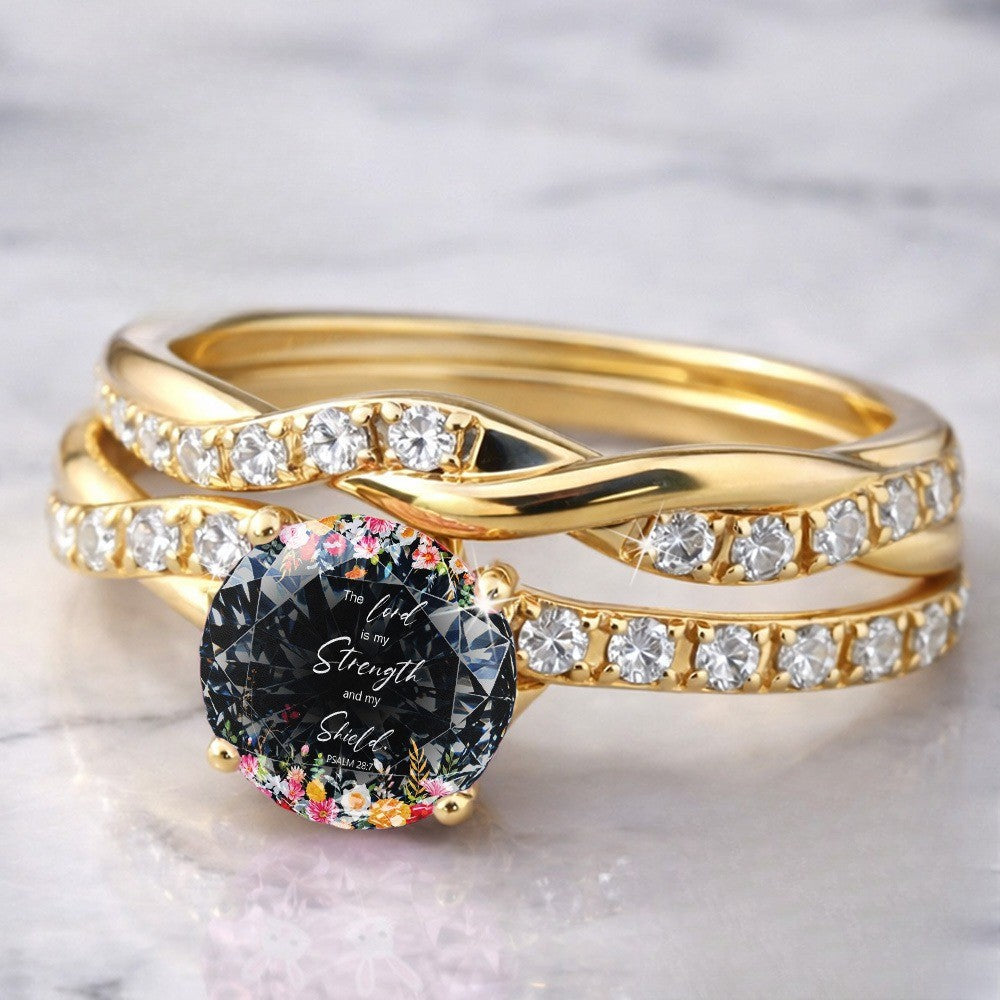 Twisted Floral Scripture Ring