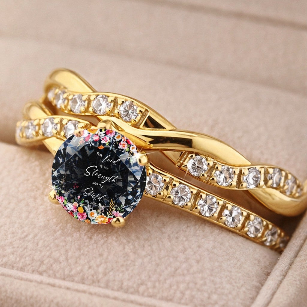 Twisted Floral Scripture Ring