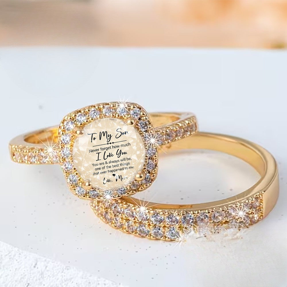 Son Message Square Ring Set