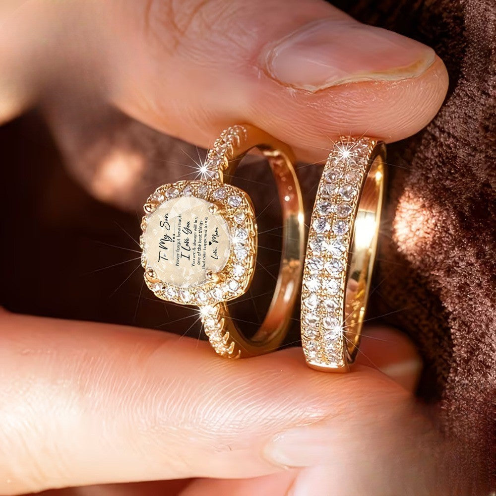 Son Message Square Ring Set