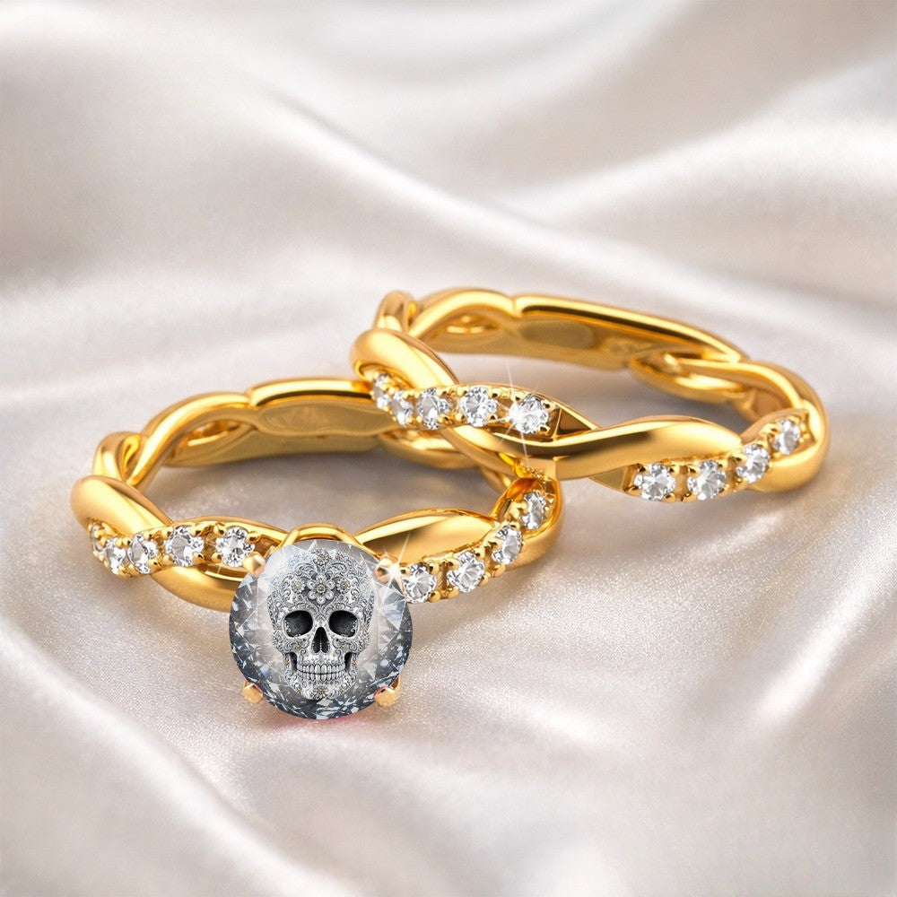 Skull Crystal Twisted Ring