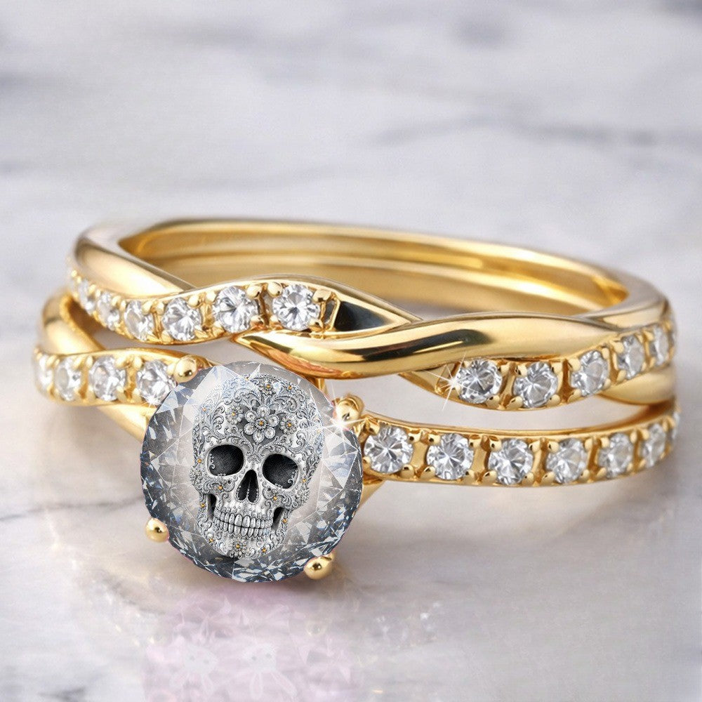 Skull Crystal Twisted Ring