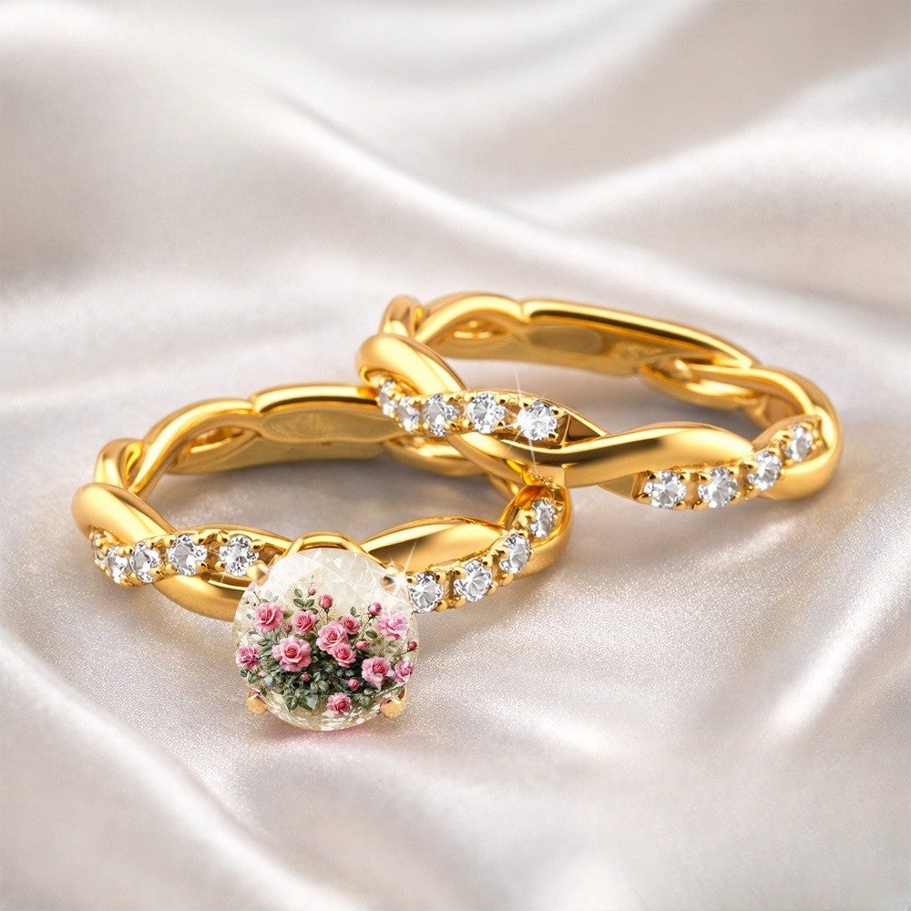 Pink Rose Bouquet Twisted Ring