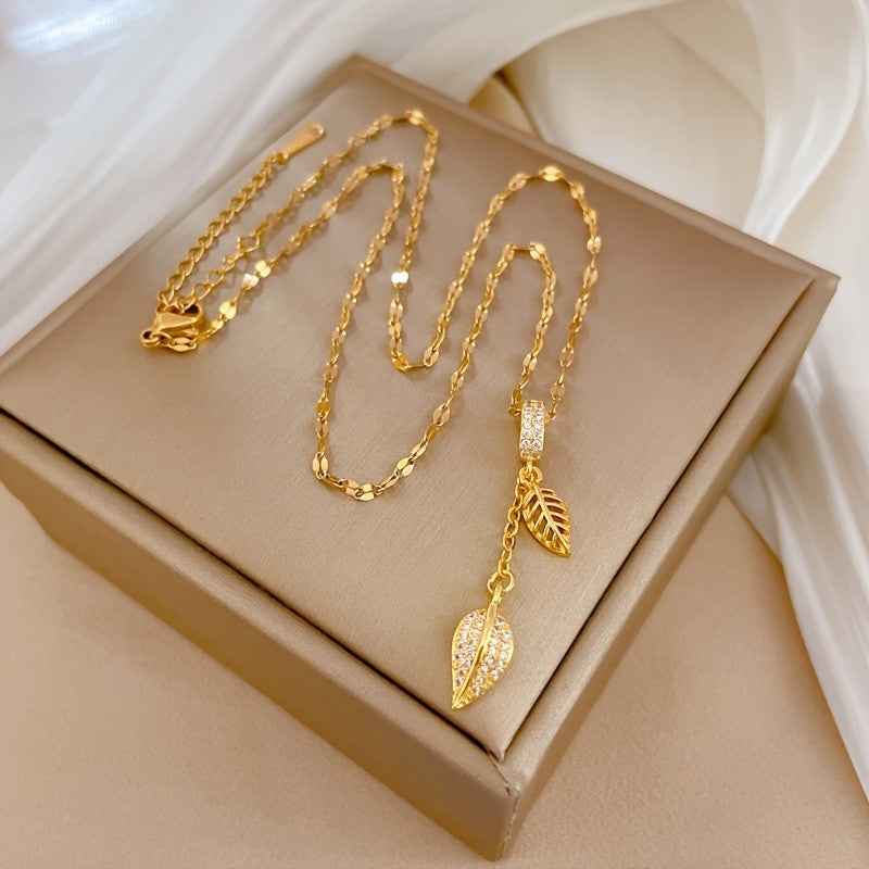 Double Leaf Pendant Necklace