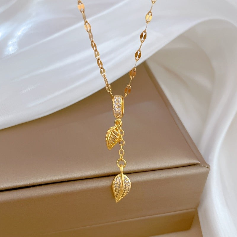 Double Leaf Pendant Necklace