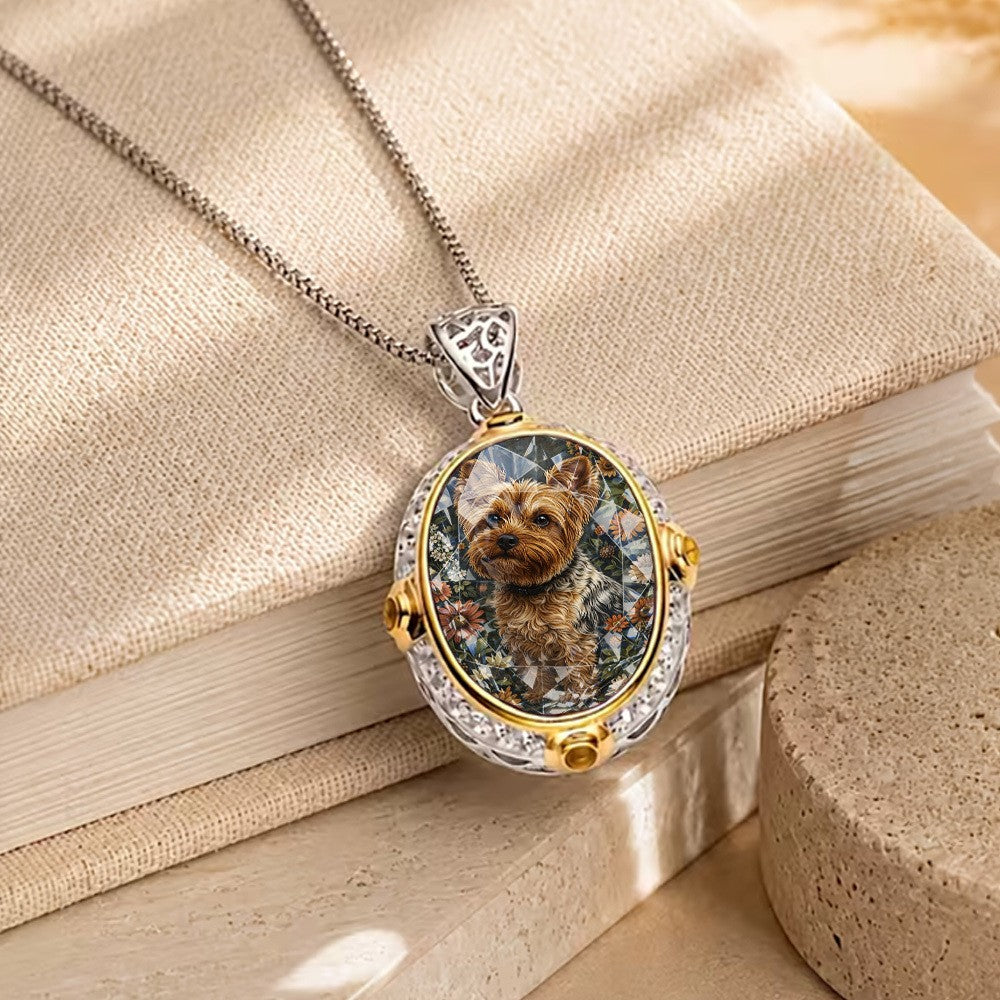 Yorkshire Terrier Oval Pendant Necklace