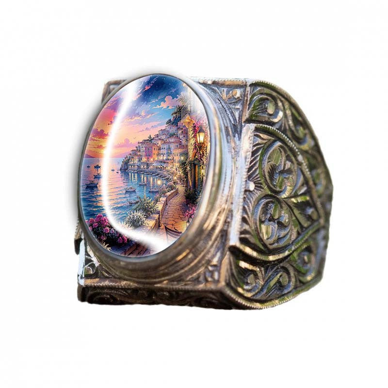 Coastal Sunset Scene Ring