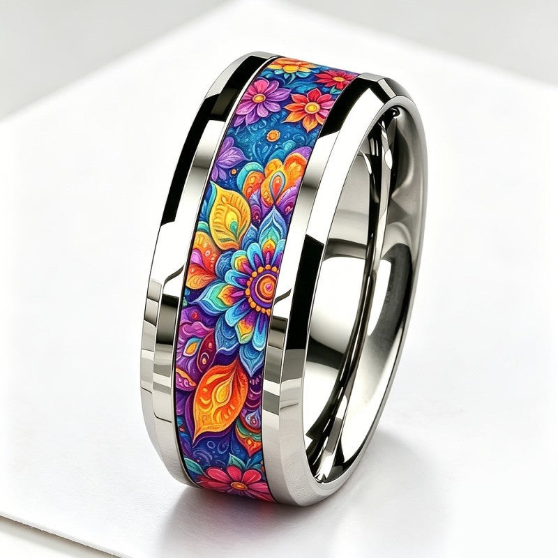 Vibrant Floral Mandala Ring