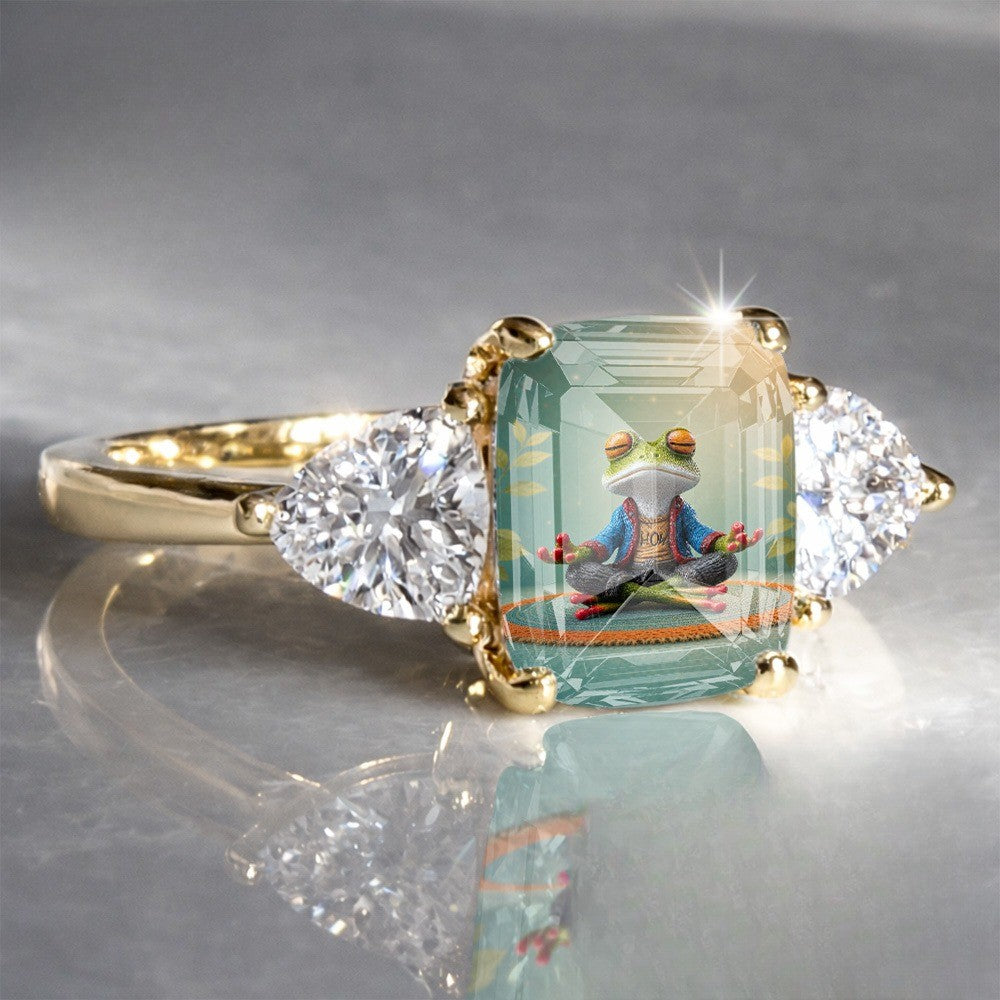 Meditation Frog Rectangular Ring