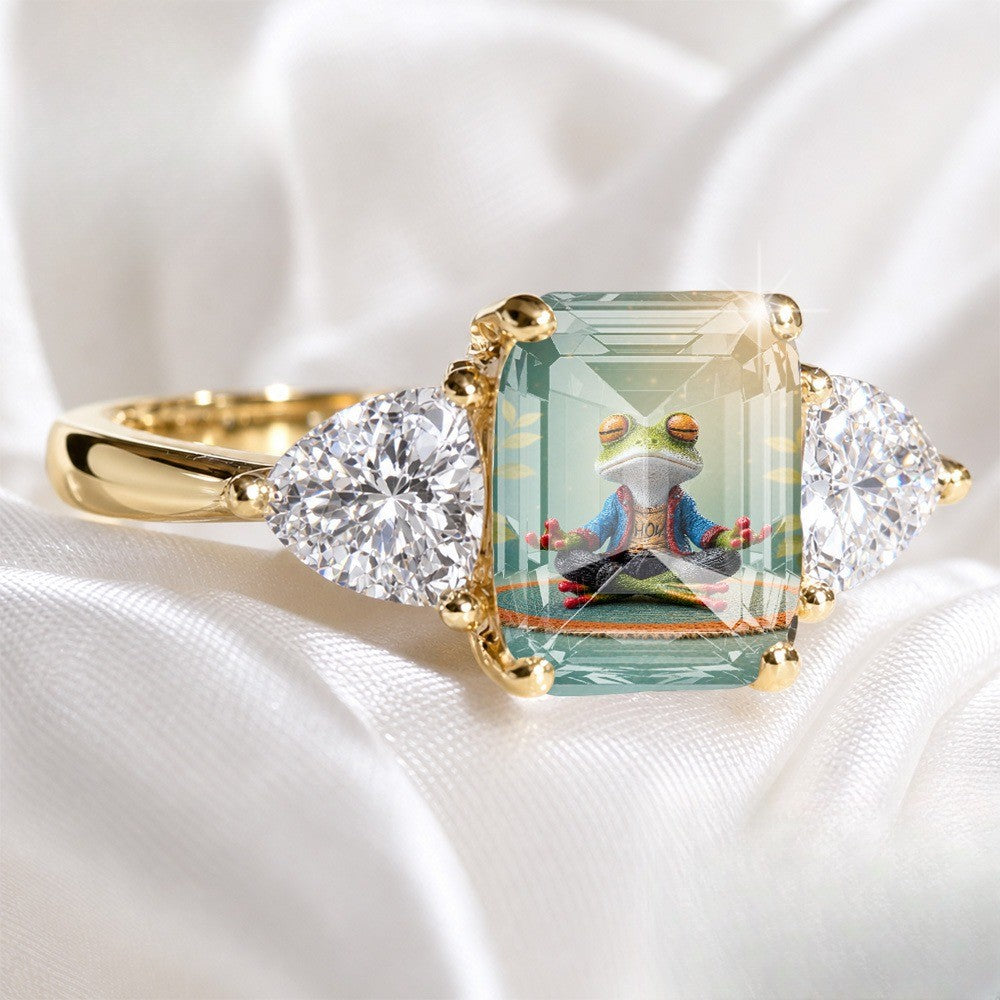 Meditation Frog Rectangular Ring