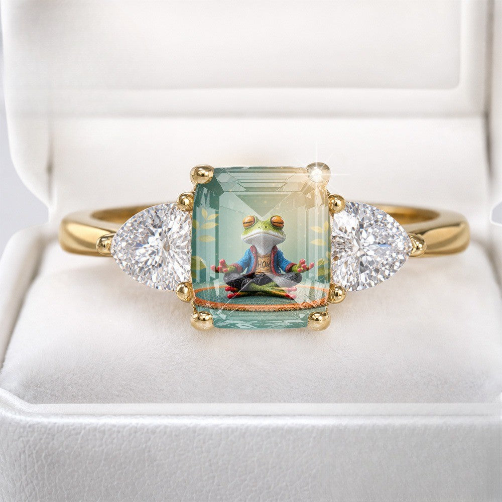 Meditation Frog Rectangular Ring