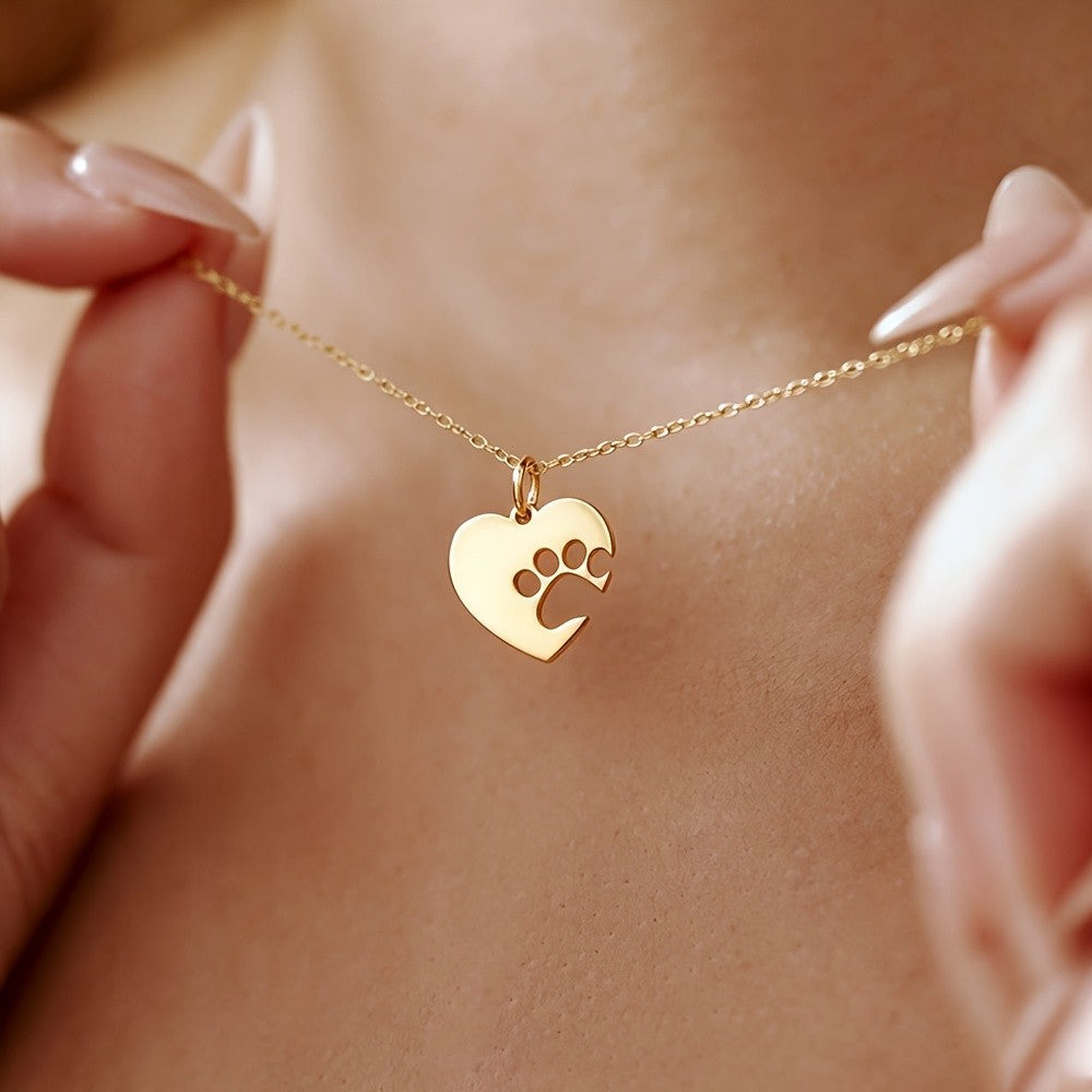 Paw Cutout Heart Necklace