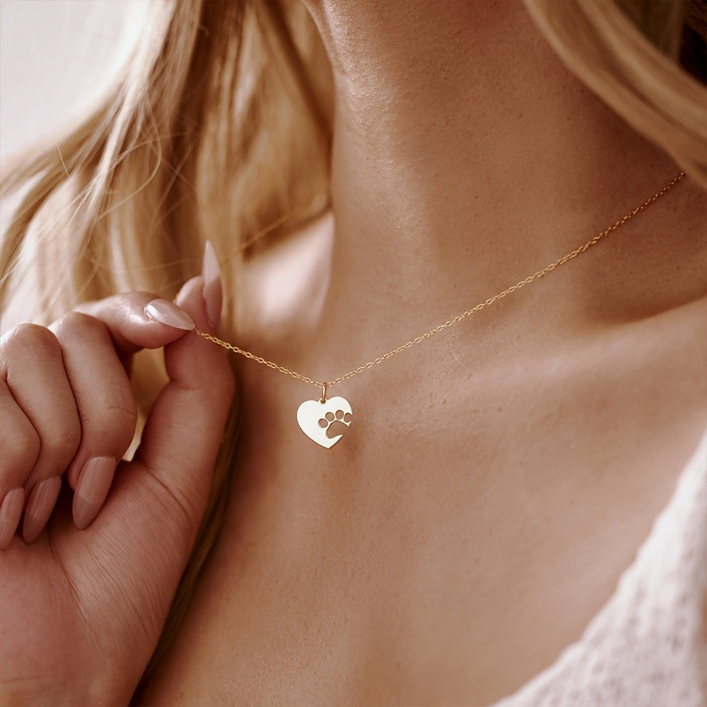 Paw Cutout Heart Necklace